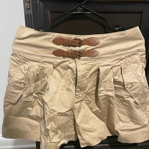 Ralph Lauren Tan Women's Cargo Shorts with Belt Details